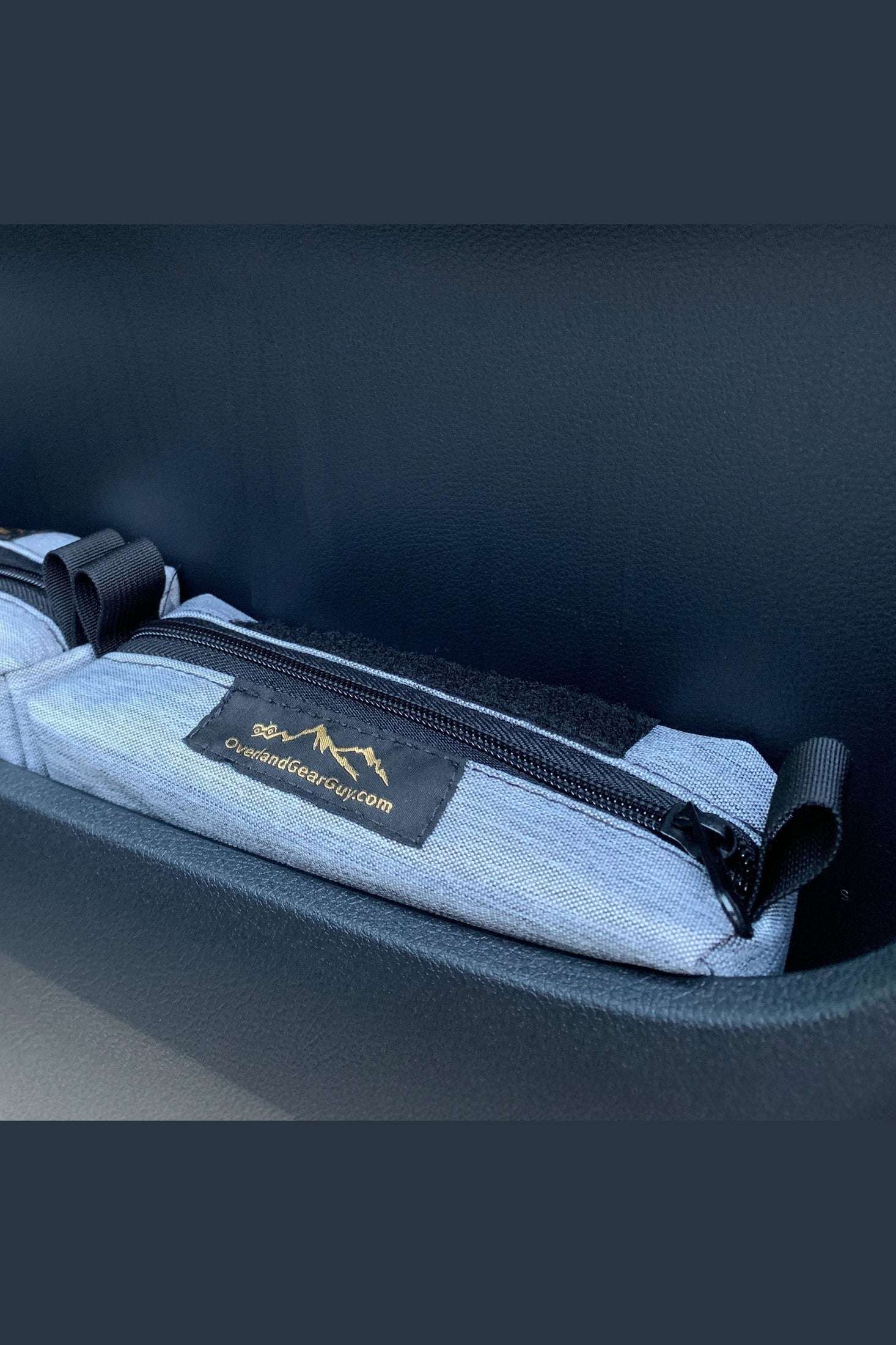 Sprinter Storage Cubby Pouch in van door cubby, compact and organized storage pouch with zipper and velcro loop
