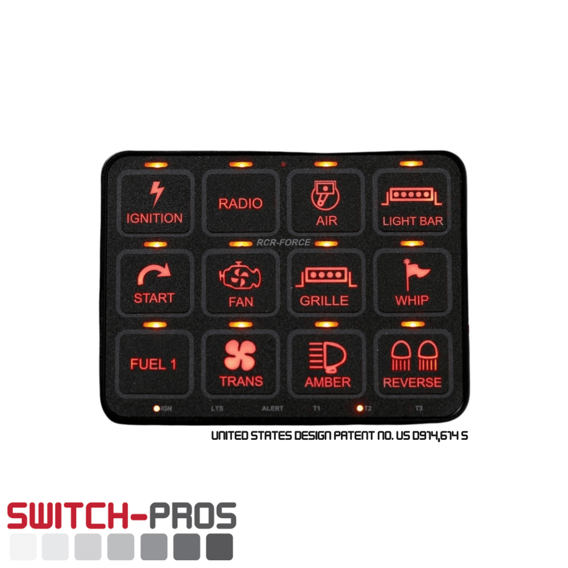 Switch Pros 12 system with 12 programmable switches and Bluetooth control panel
