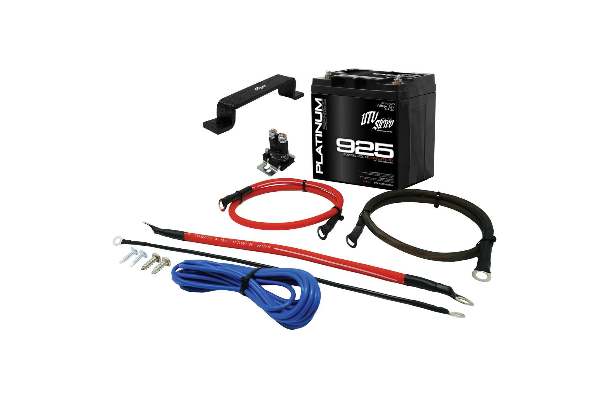 Polaris RZR 2nd Battery Kit with AGM deep cycle battery and installation accessories for UTV power upgrade