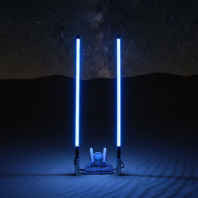 Marshin V3 Chrome Black Set - Durable & Stylish LED Whips