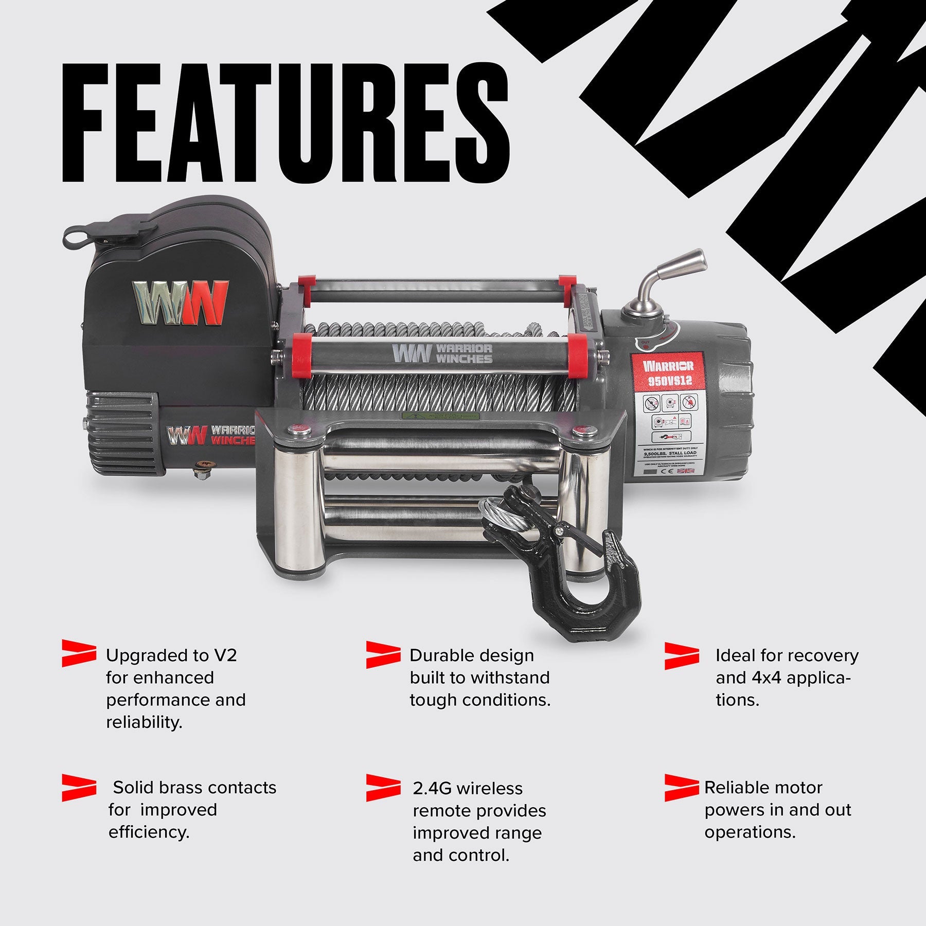 Samurai 10,000lb 12v Electric Winch - Steel Rope