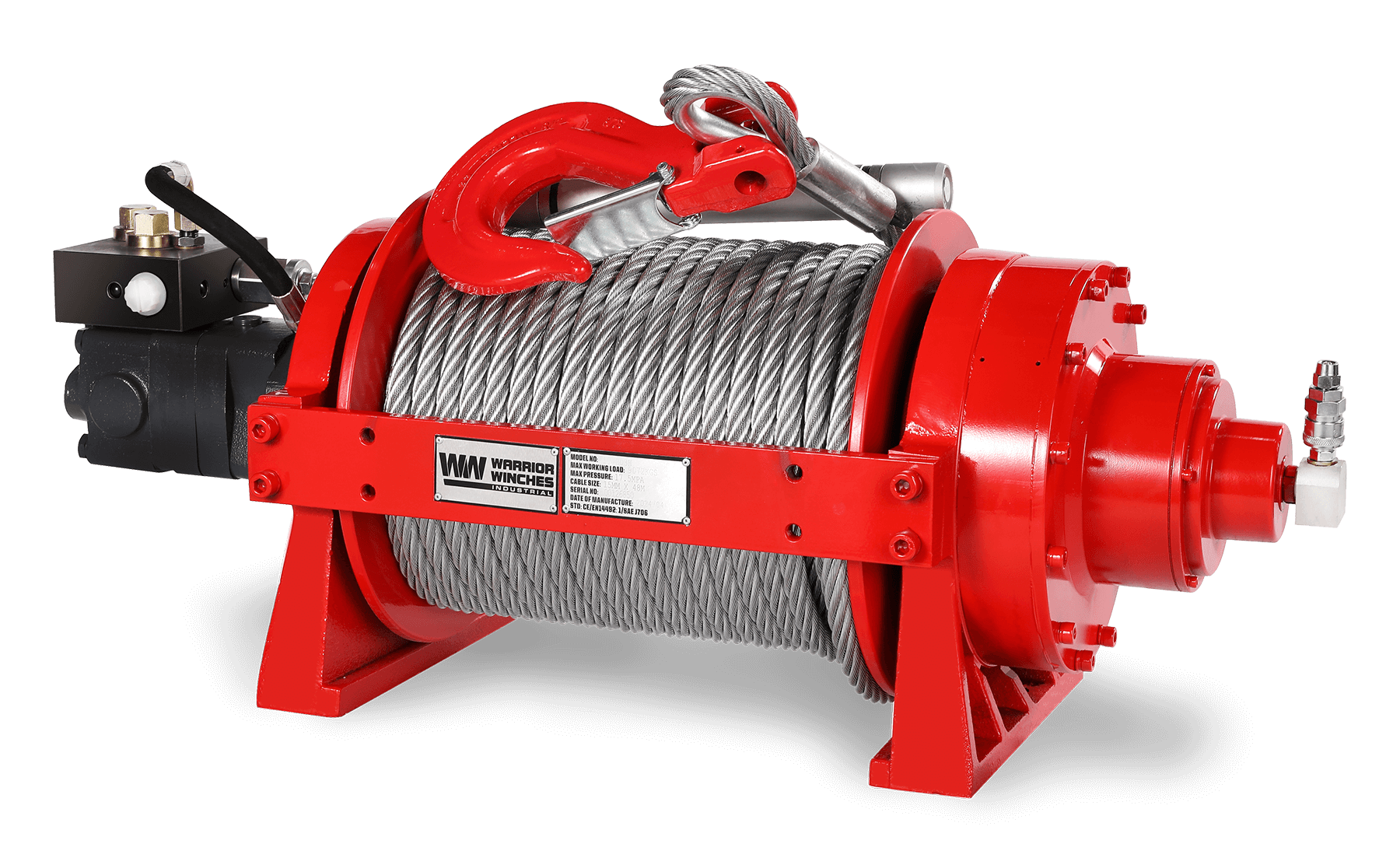 JR10 22,000lb (10 Ton) Industrial Hydraulic Winch - Steel Rope