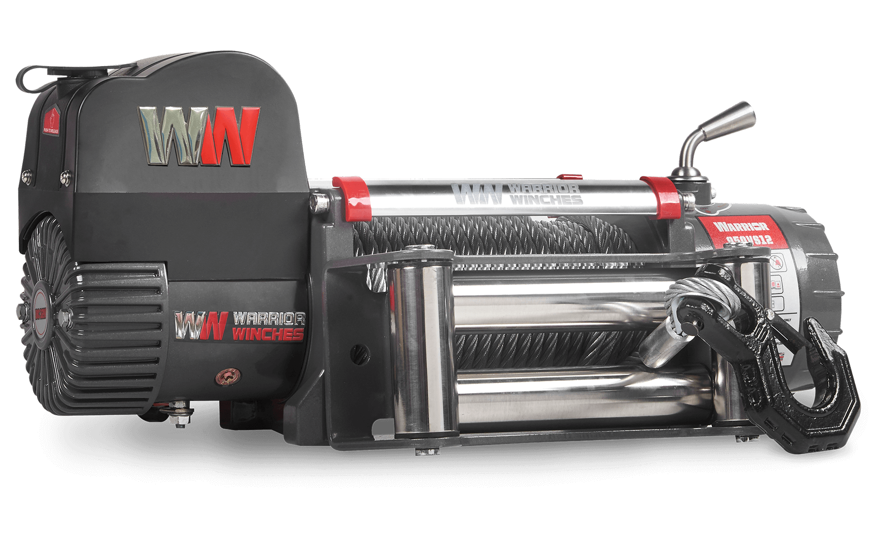 Samurai 12,500lb 12v electric winch with steel rope and heavy-duty hook for 4x4 recovery and off-road use