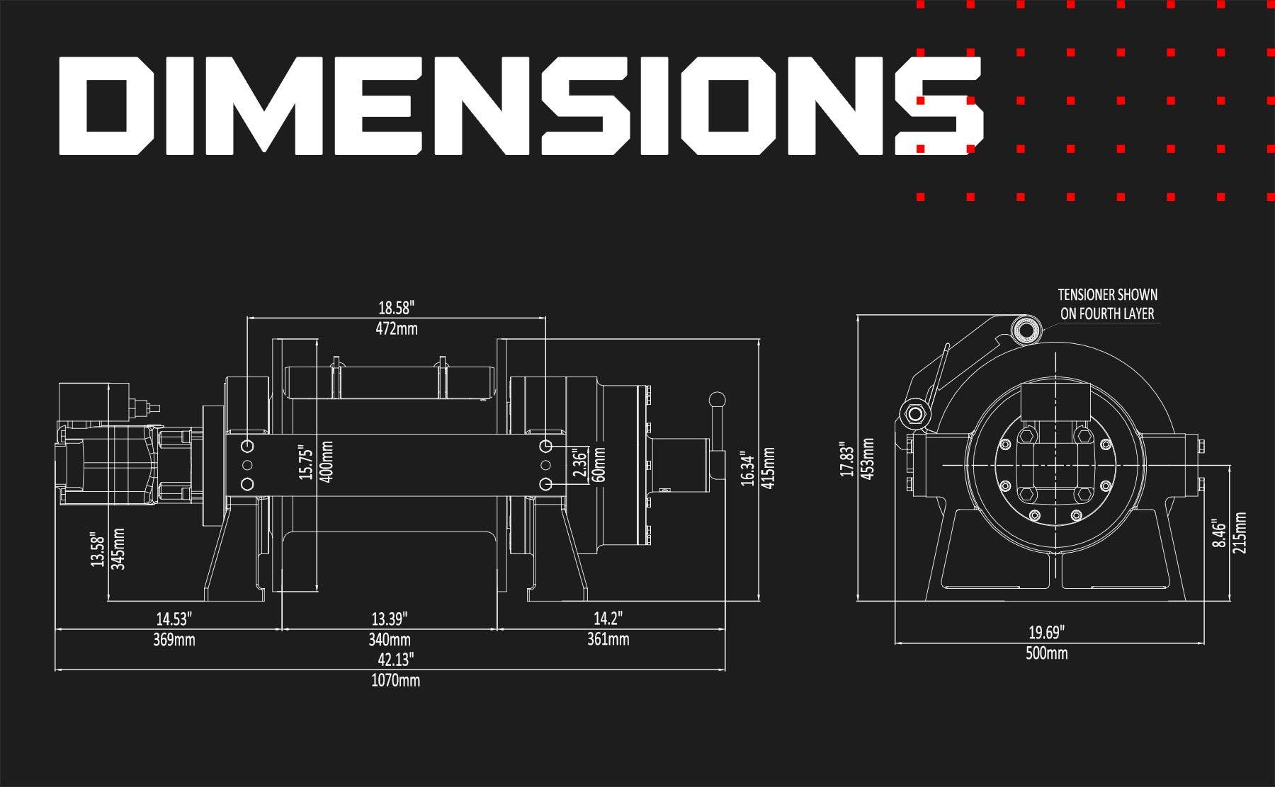 JR15 33,000 LB Industrial Hydraulic Winch - Steel Rope | Powerful
