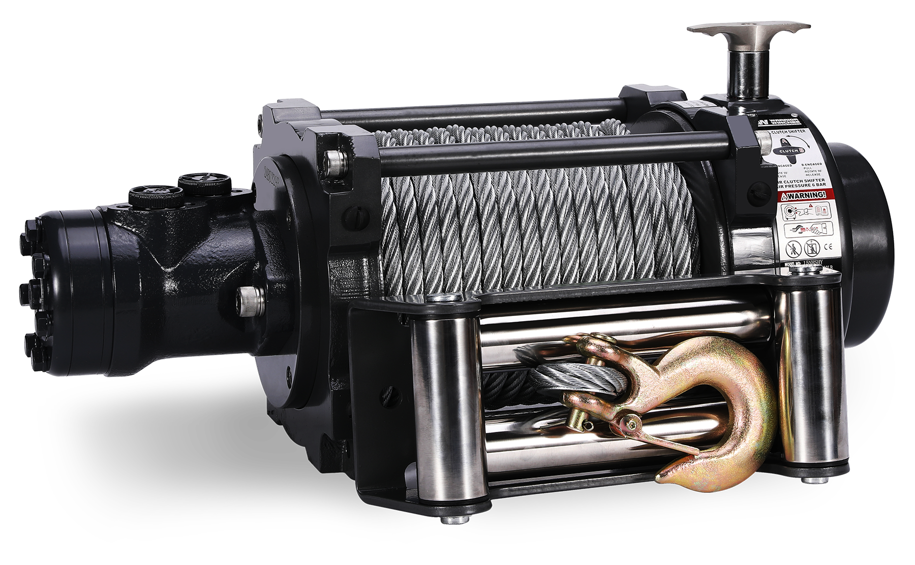 NH 15000lb industrial hydraulic winch with steel rope and stainless steel roller fairleads