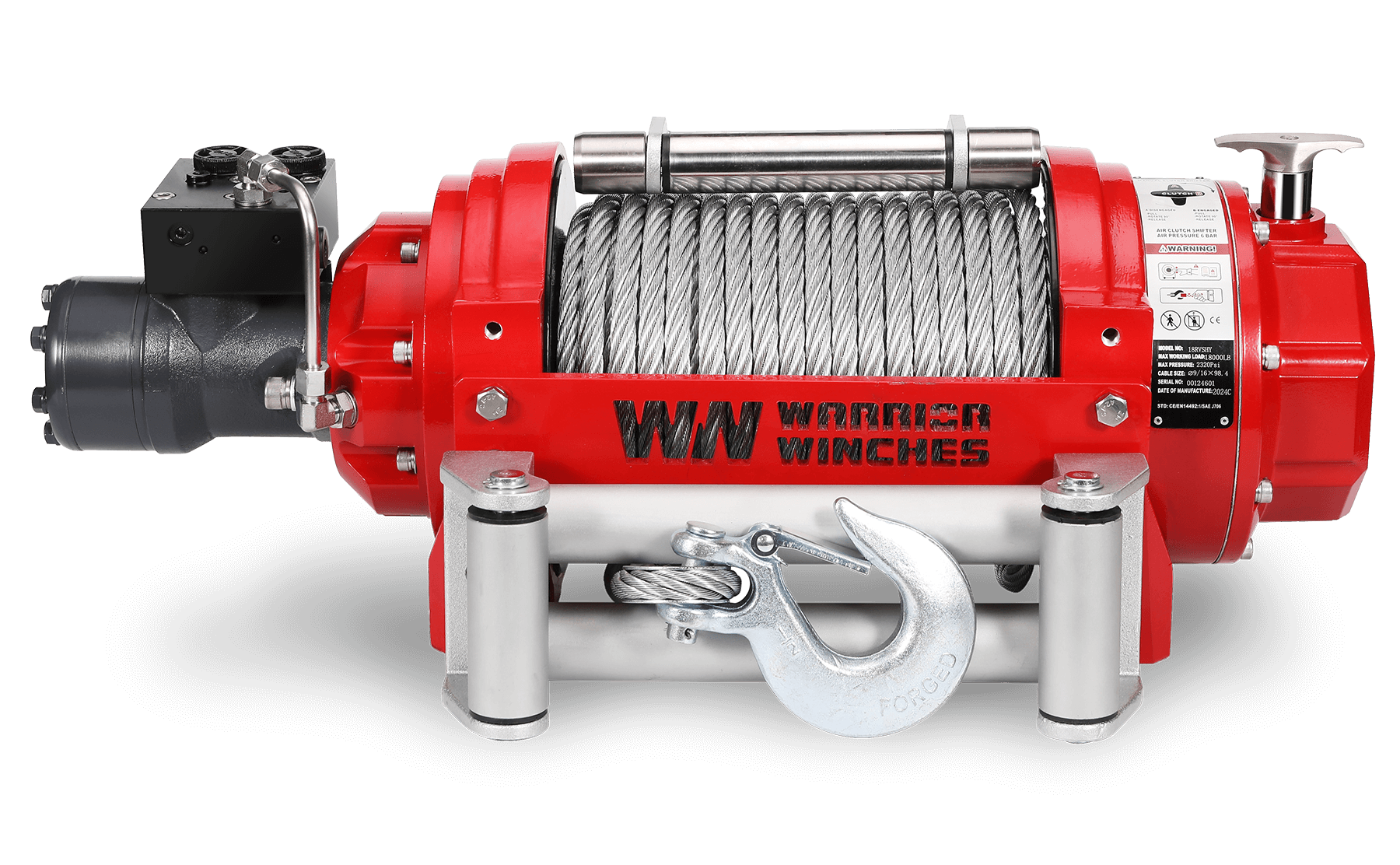 RV15 15,000 LB Hydraulic Winch | Heavy-Duty Industrial Steel Rope
