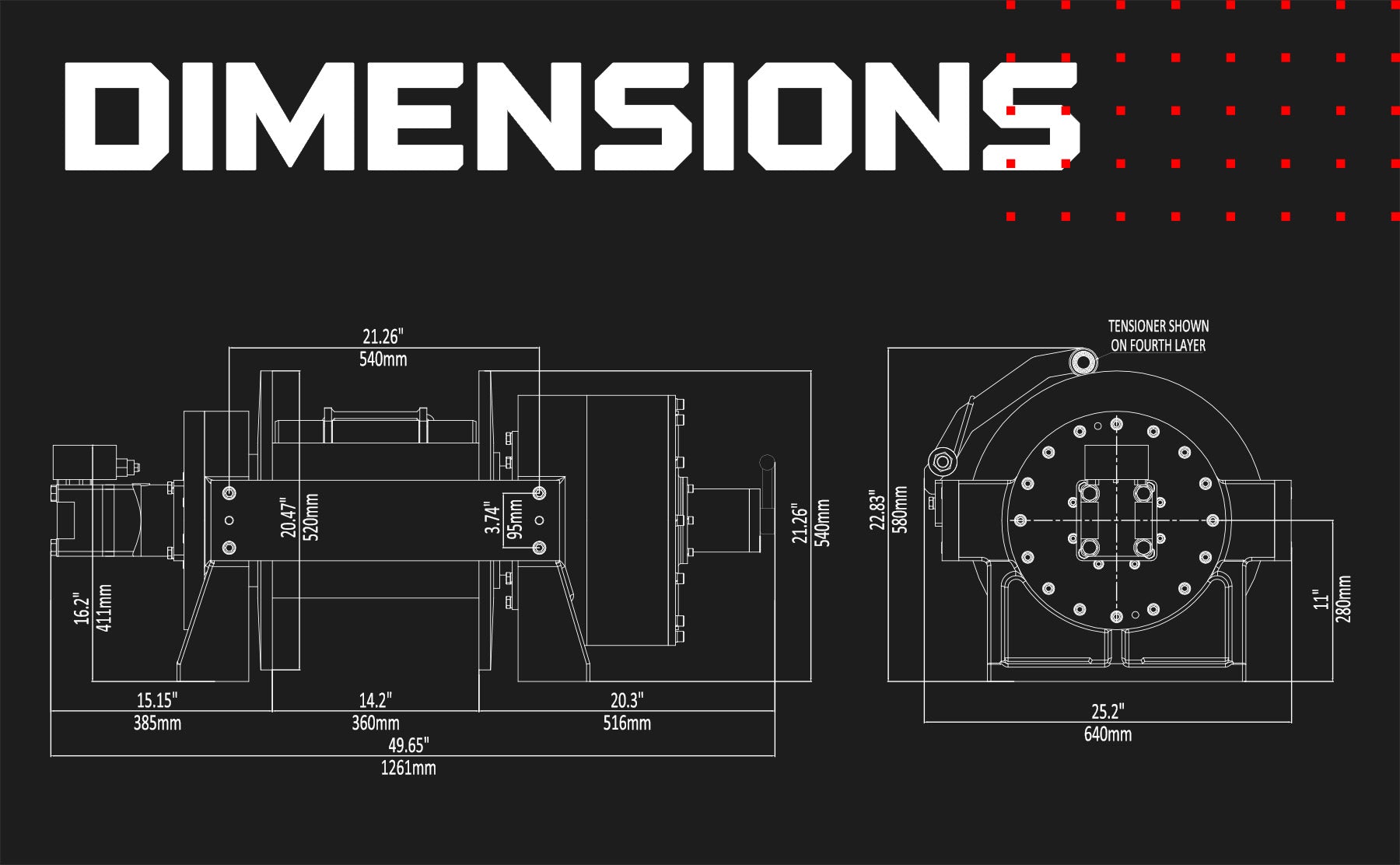 JR25 55,000 LB Industrial Hydraulic Winch - Steel Rope | Max Power