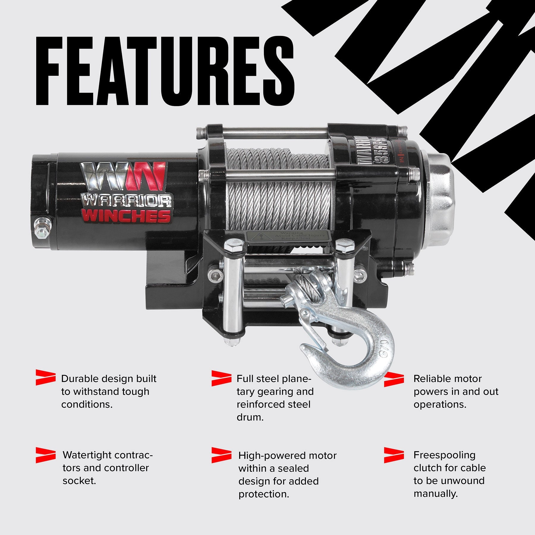 Ninja 3,500lb 12v Electric Winch - Steel Rope