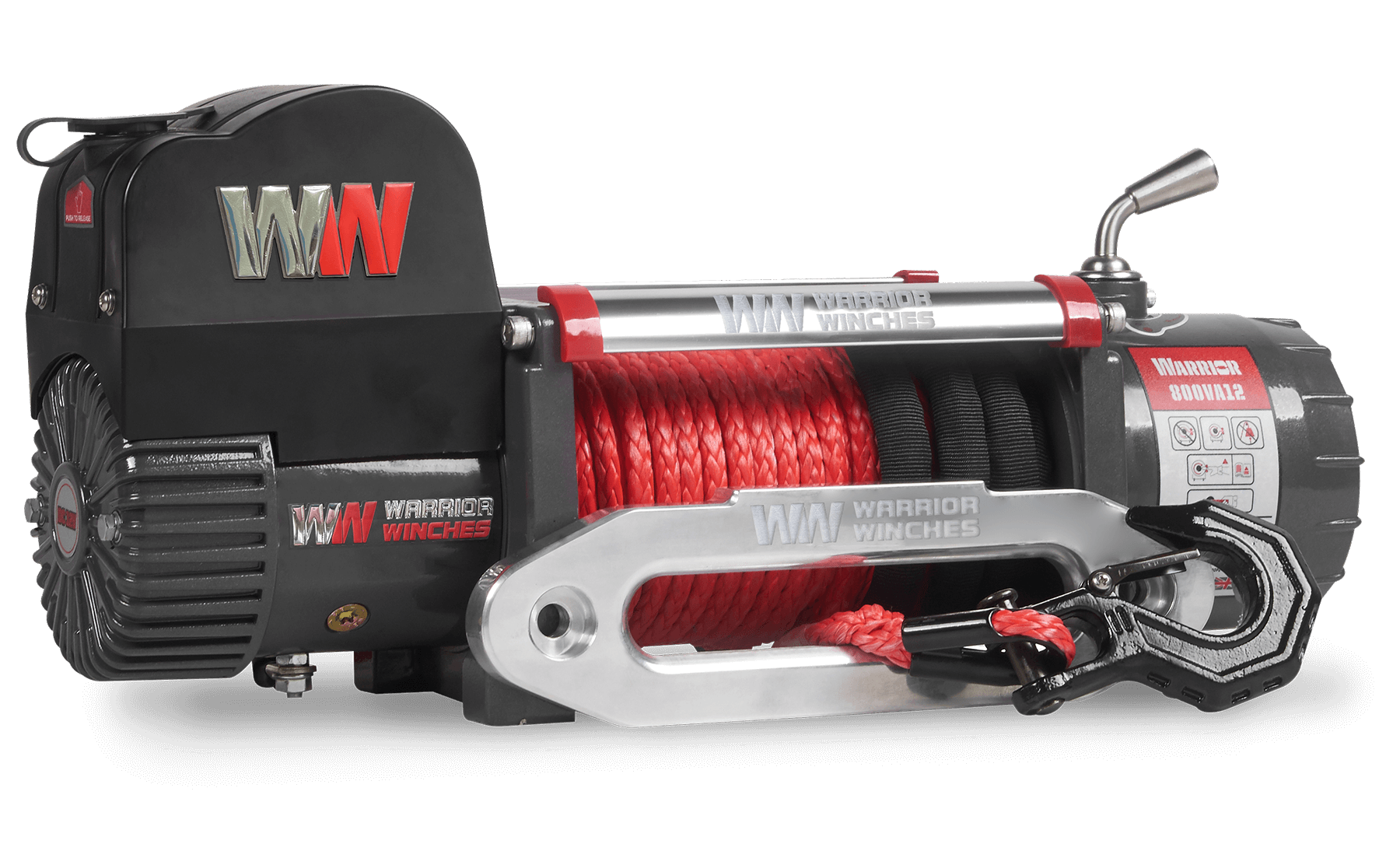 Samurai 8000lb 12v electric winch with synthetic rope and heavy-duty hook for off-road recovery