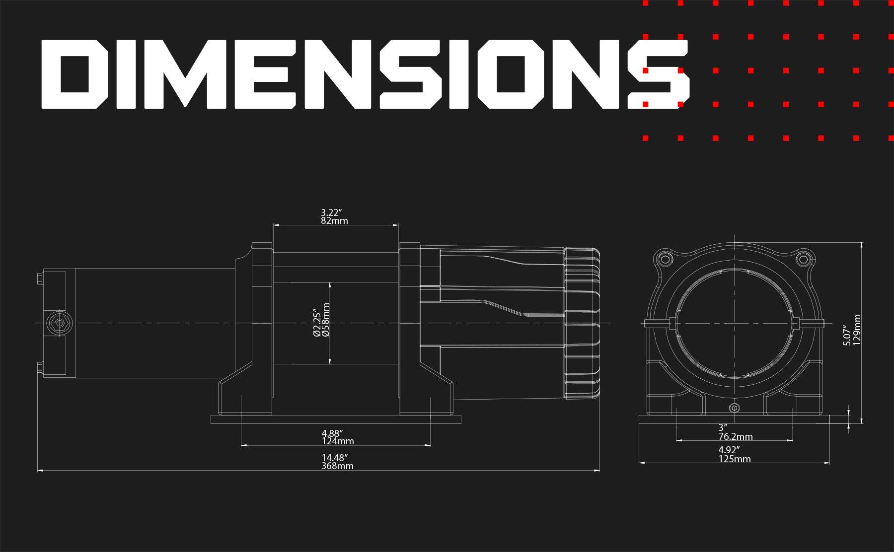 EH1000 Short Drum Industrial Hoist - Heavy Duty 12V Lifting Solution