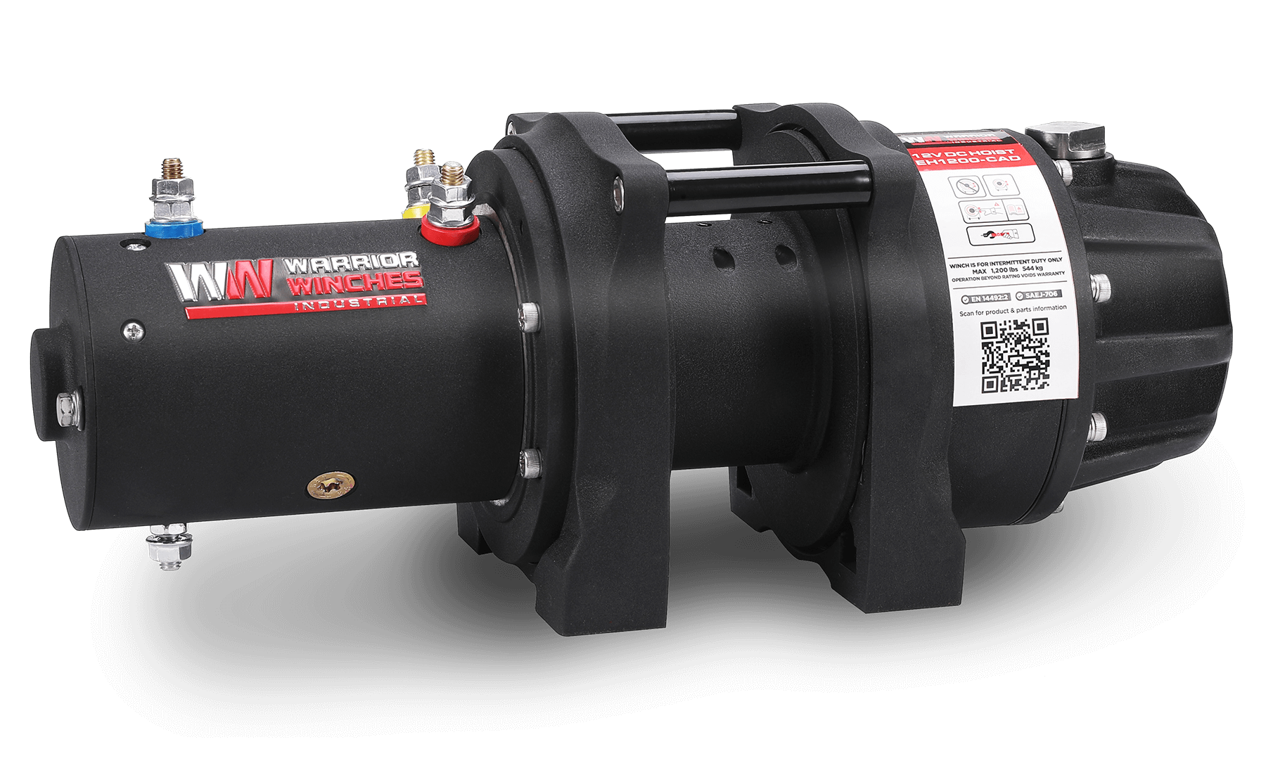 EH1200 12v industrial hoist with all metal planetary gear train and rugged DC motor for reliable lifting.