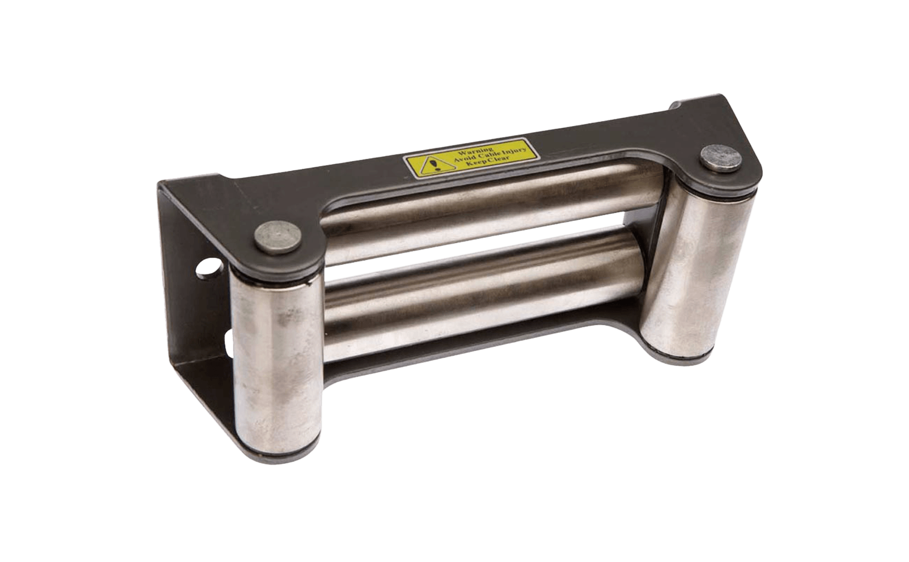 Stainless steel roller fairlead with 255mm hole centres for durable rope guidance