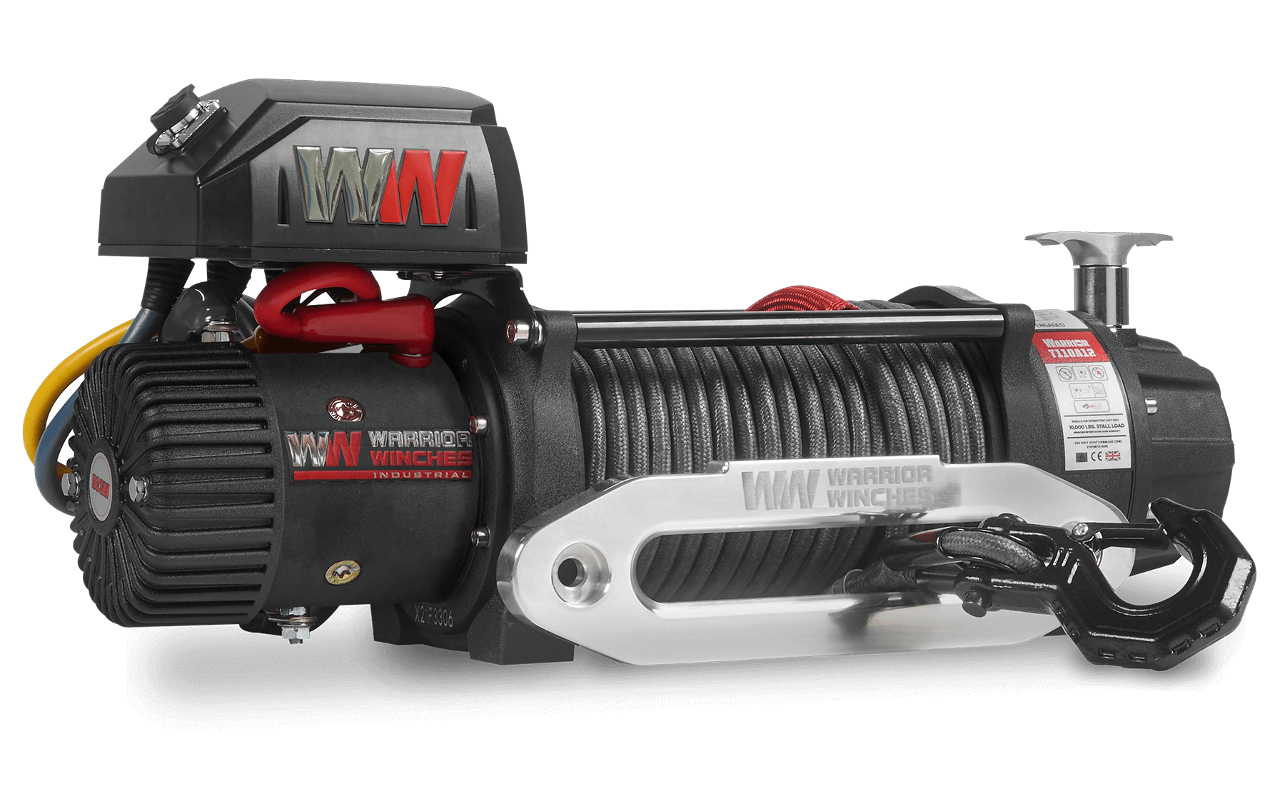 T1000 14,500lb severe duty 12v electric winch with synthetic rope and industrial military-grade design