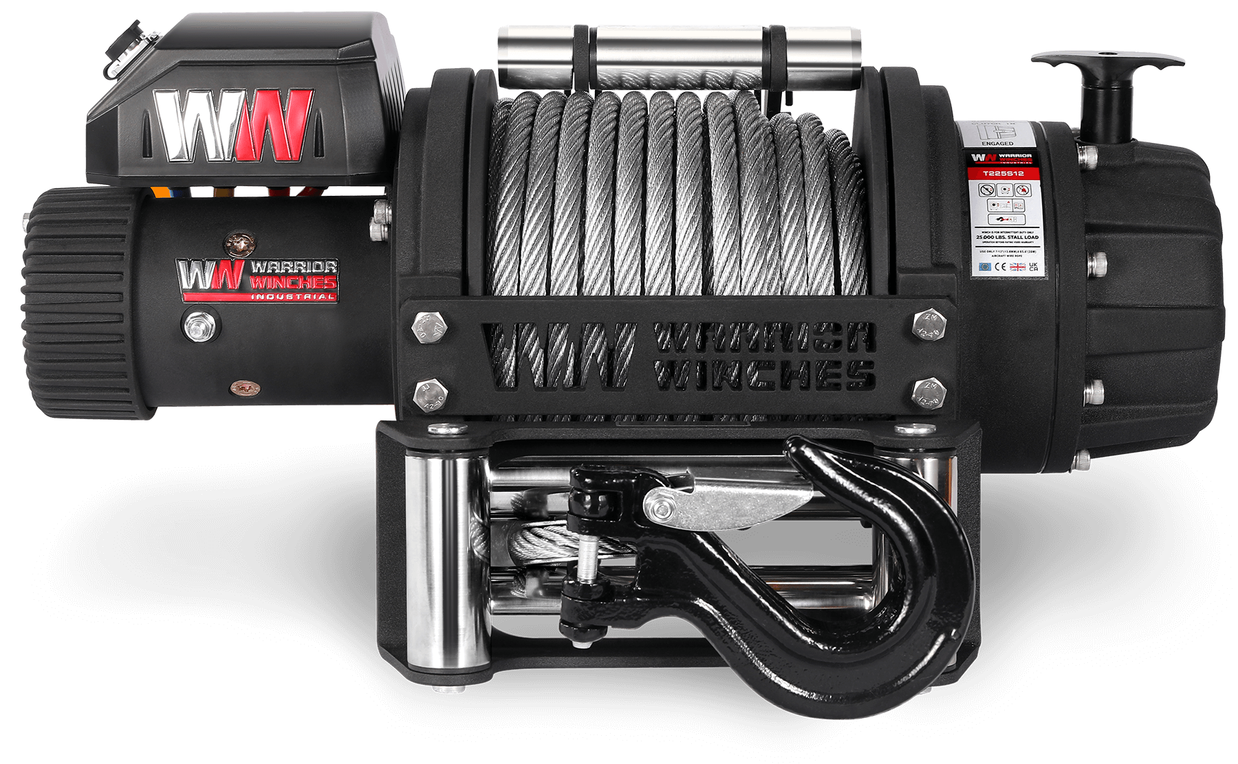 T1000 25,000lb Severe Duty 12v Electric Winch - Steel Rope