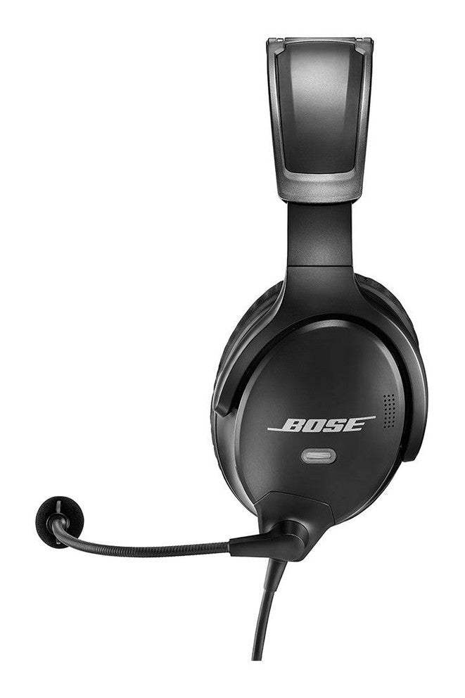 Bose A30 aviation headset with microphone and noise-canceling technology.