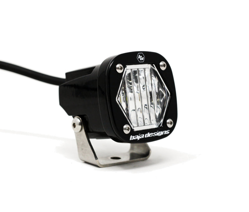 Baja Designs S1 LED Light with mounting bracket for wide, work, and spot beam applications on vehicles