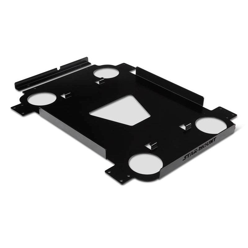 Quick-Release Mount for Gen 3 Voyager Star-Mount in black powder-coated aluminum for easy and fast dish installation and removal.