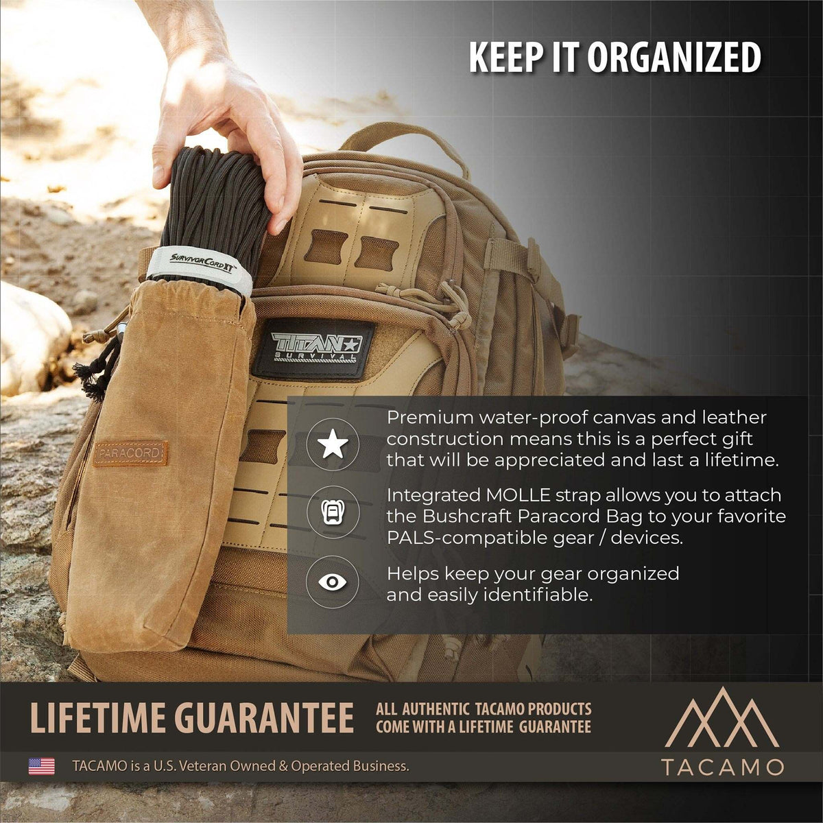 Canvas Bushcraft Bag for Paracord - Durable, Storage Solution by TITAN