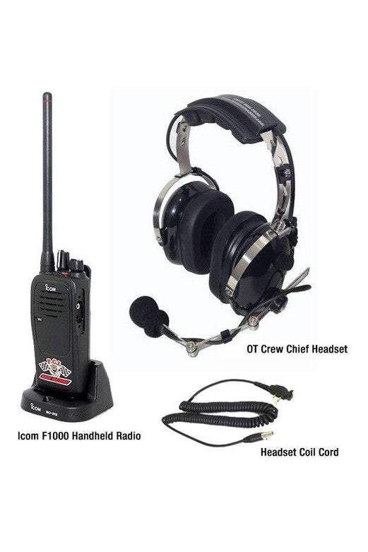 Crew Chief Package with Icom F1000 radio, black headset, and accessories.