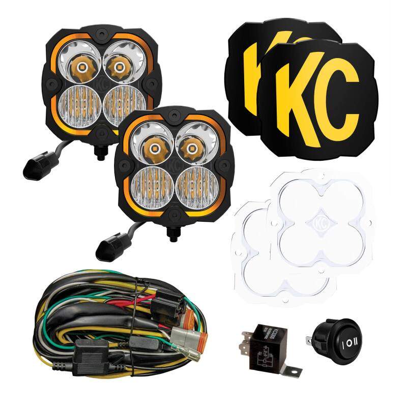 KC HiLiTES FLEX ERA 4 - 2-Light Master Kit | Combo + Spot Beam LED Pod