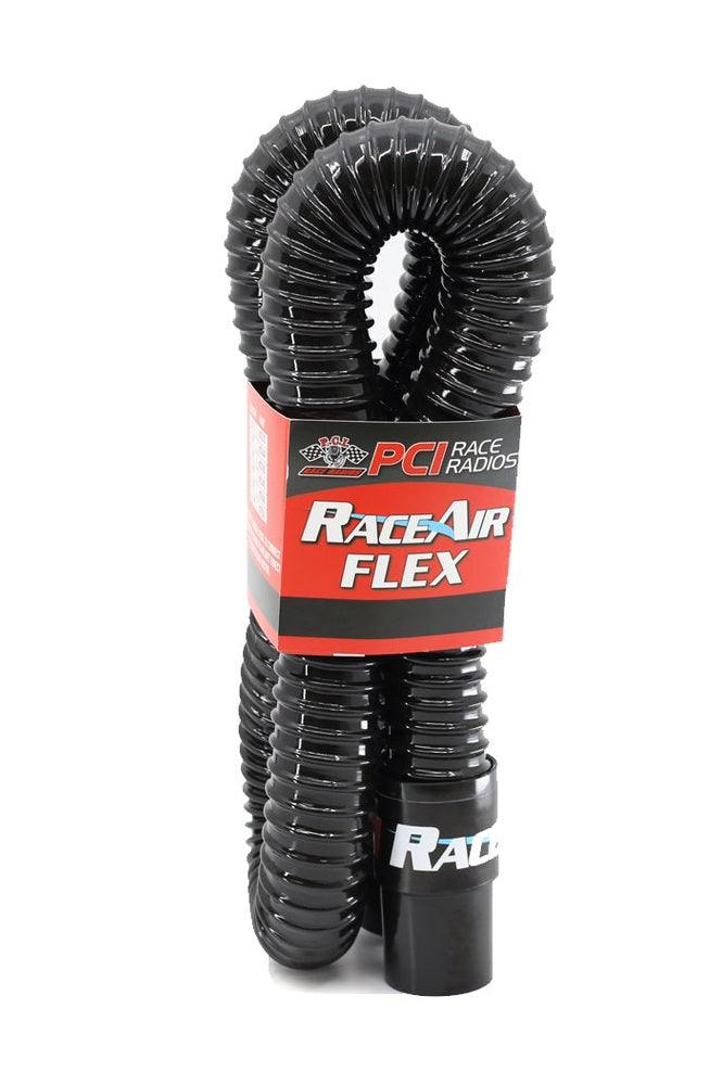 RaceAir Flex Hose coiled for fresh air systems, lightweight and flexible, available in various lengths.
