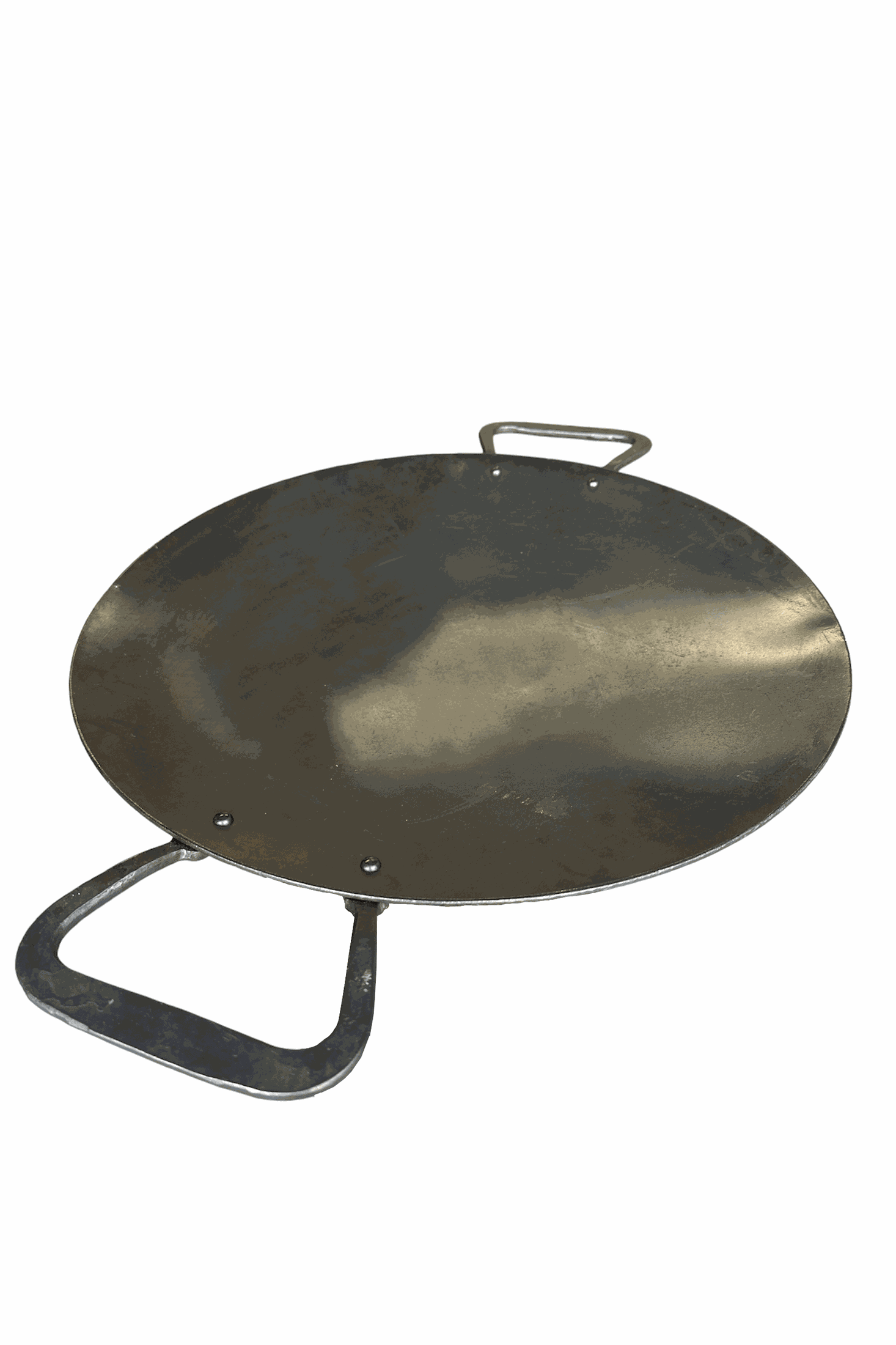 Skwok Skillet Wok, rugged carbon steel pan for outdoor cooking, 17-inch diameter with handles.