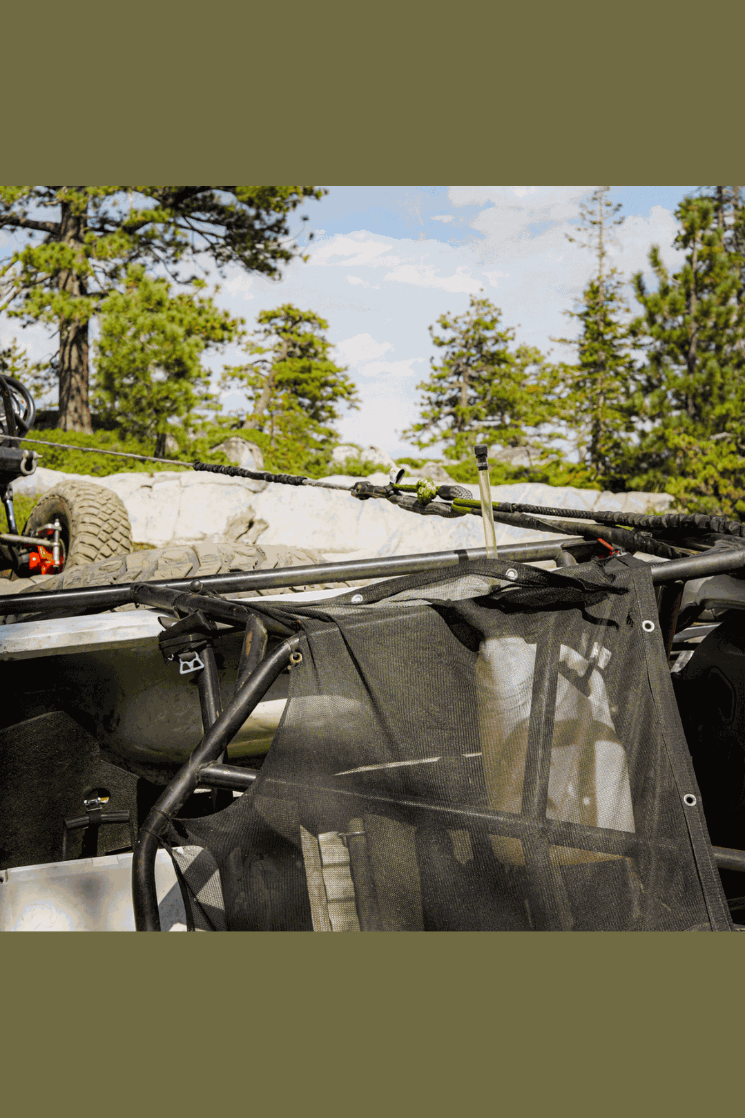 Hero Bridle recovery system on off-road vehicle, versatile use in rugged terrain.