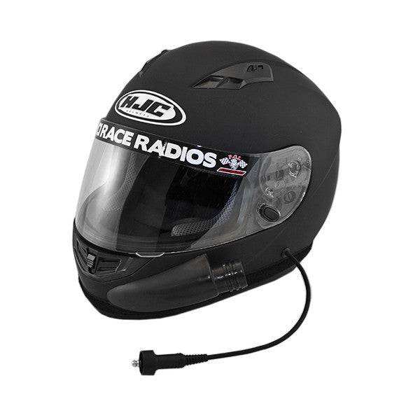 Clearance PCI Elite Wired HJC CS-R3 helmet with RaceAir ventilation and custom communication wiring, showing wear and dirt.