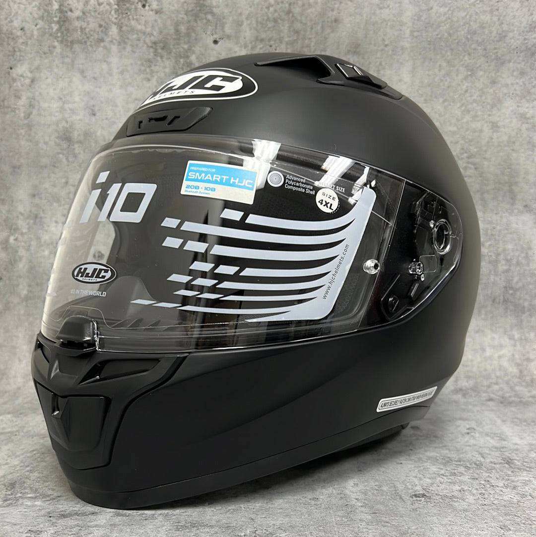 Black HJC i10 DOT Helmet with clear shield and PCI custom wiring for UTV riders