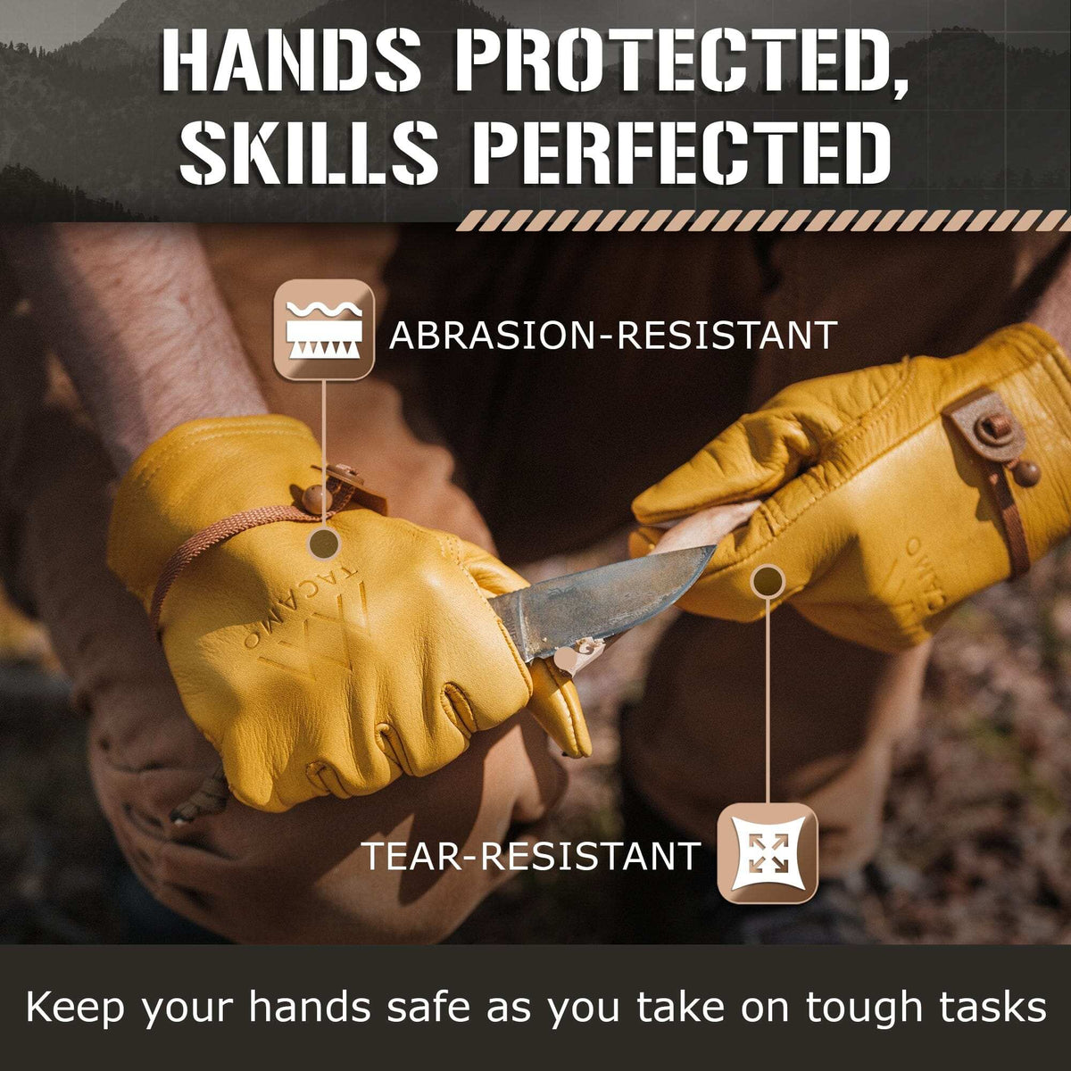 Leather Work Gloves - Durable 100% Cowhide for Men & Women