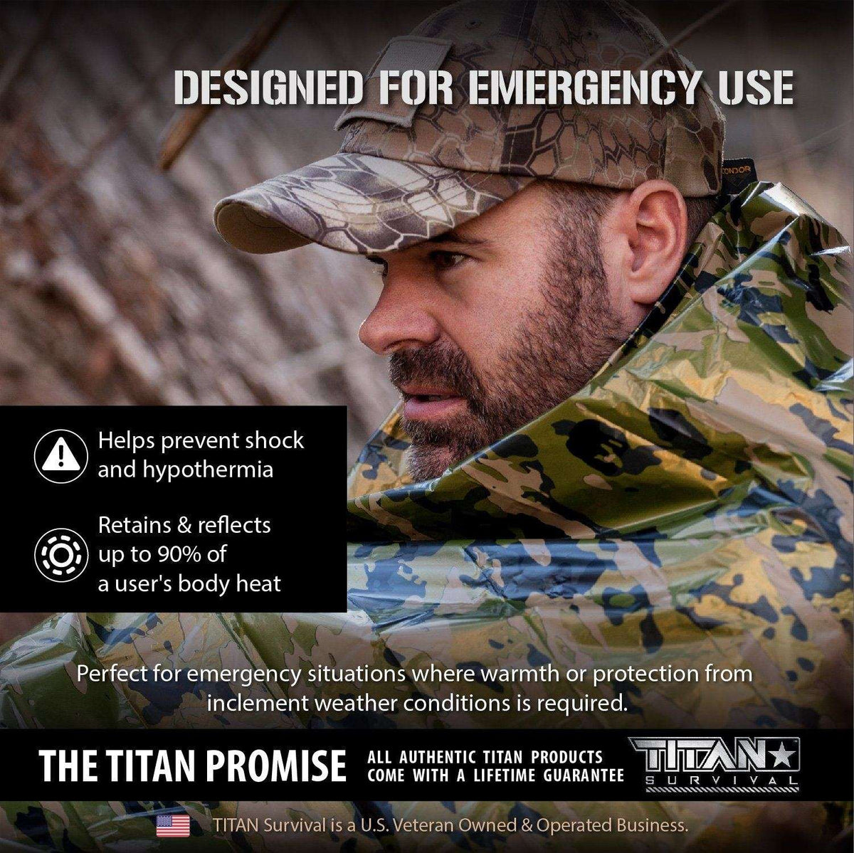 Emergency Survival Blankets, 5-Pack - NASA Inspired Mylar by TITAN