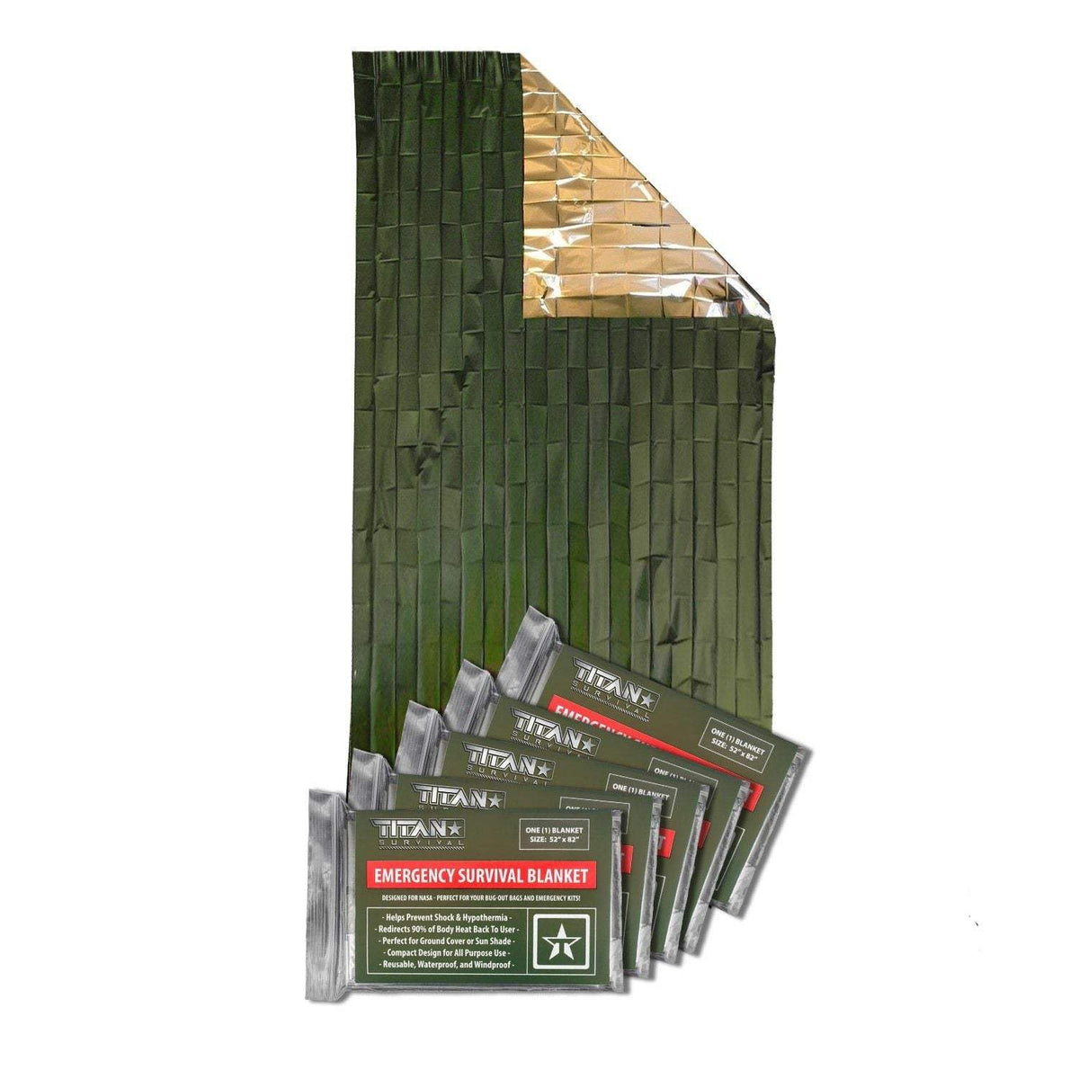 Emergency Survival Blankets, 5-Pack - NASA Inspired Mylar by TITAN
