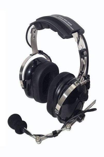 Crew Chief Headset with noise-canceling microphone and adjustable boom, designed for handheld radios.