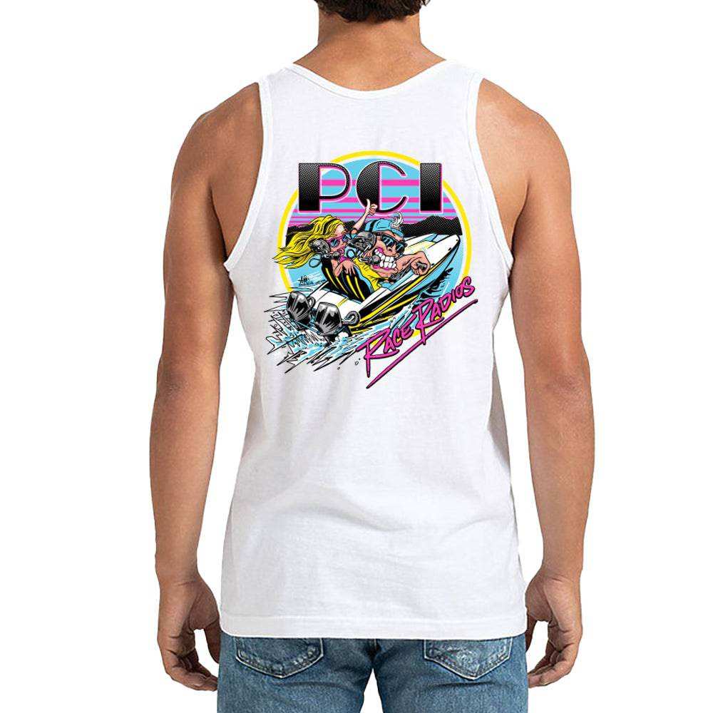 Speedster Tank white heavyweight cotton tank top for boat enthusiasts available in size S to 3XL