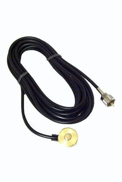 Hole Mount Coax cable with 3/8" hole for roof or tab installation, 17ft length.