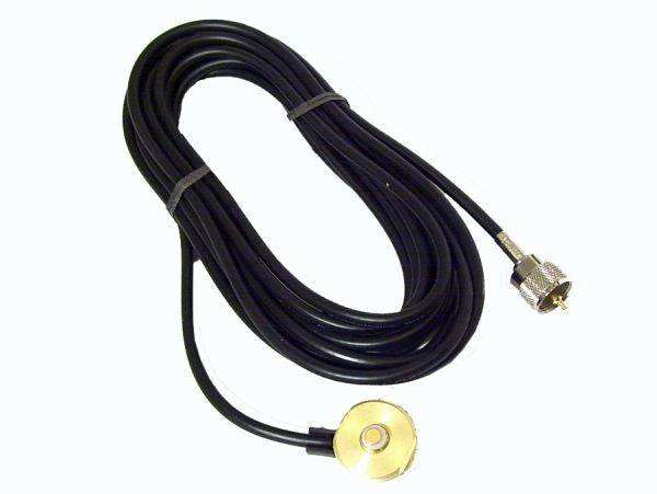 Hole Mount Coax 17ft stranded cable with 3/8 inch mounting hole for roof or tab installation, avoiding coils and interference