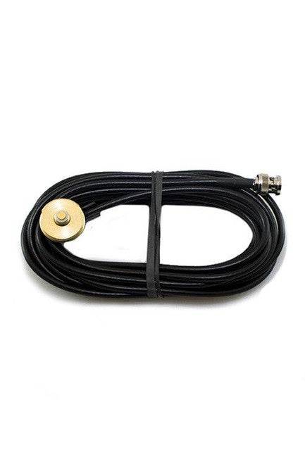 BNC Custom Length Hole Mount Coax cable with gold mounting adapter.
