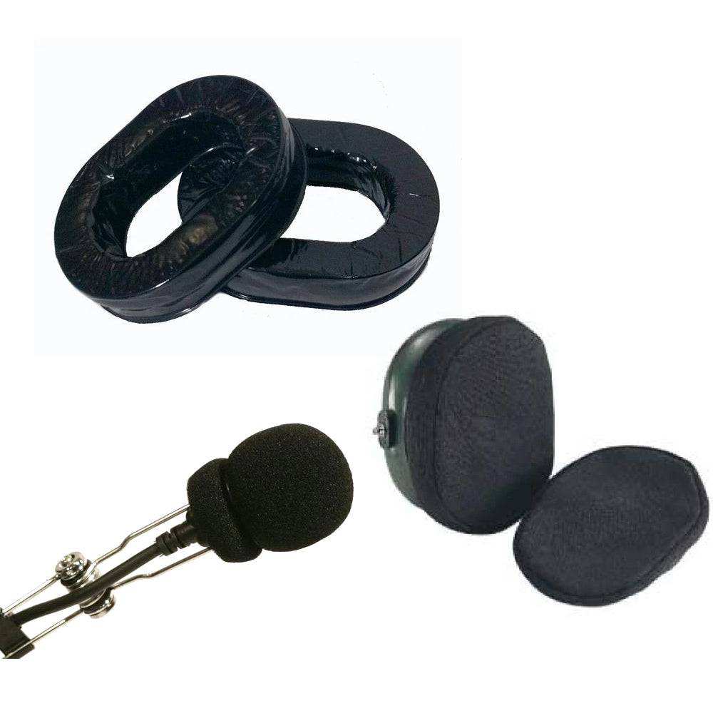 PCI Headset Refresh Kit with gel ear seals, cloth ear covers, and foam mic sock for headset cleaning and comfort