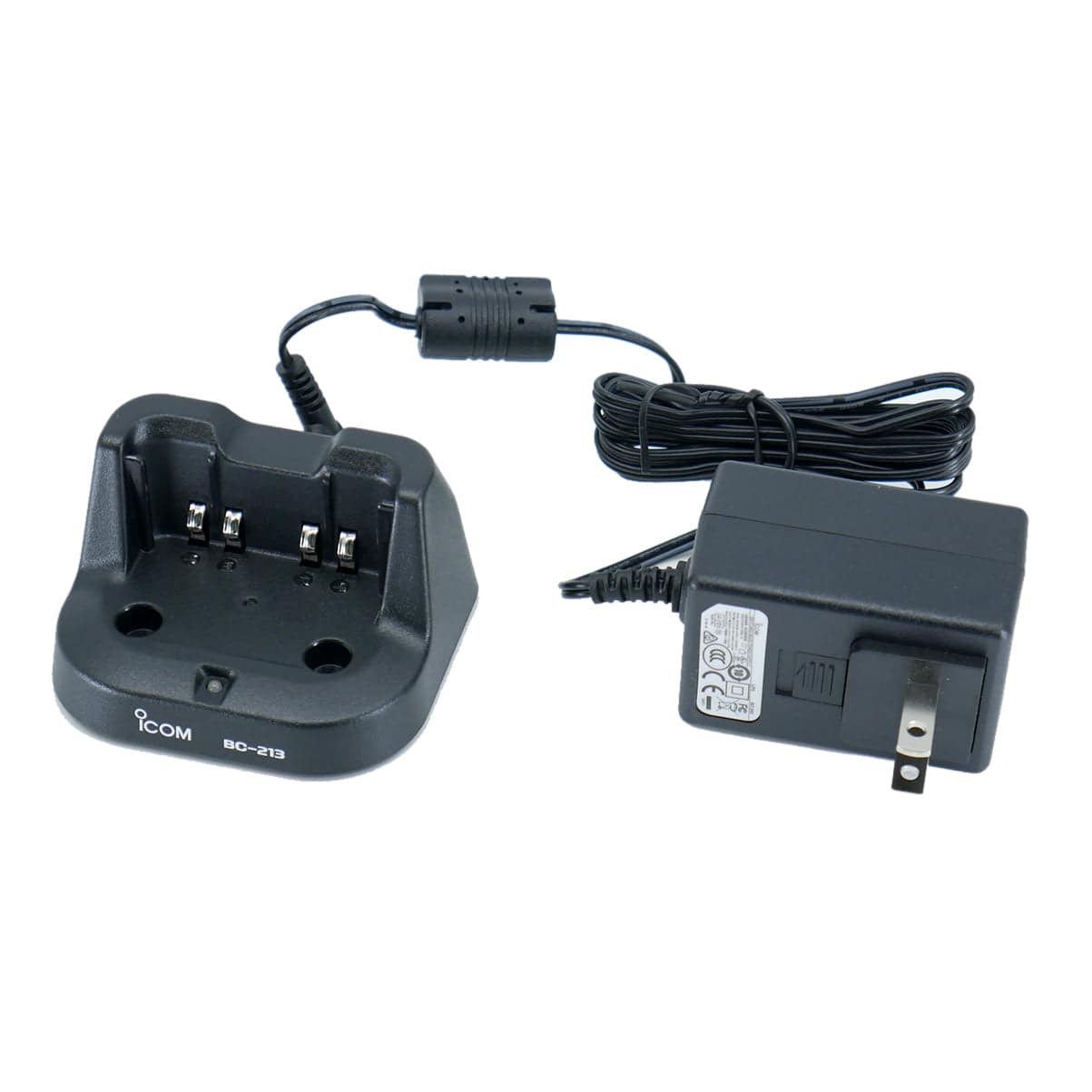 Icom BC-213 Rapid Charger for F1000 handheld radio with BC-123S AC adapter and BP-279 battery compatibility.