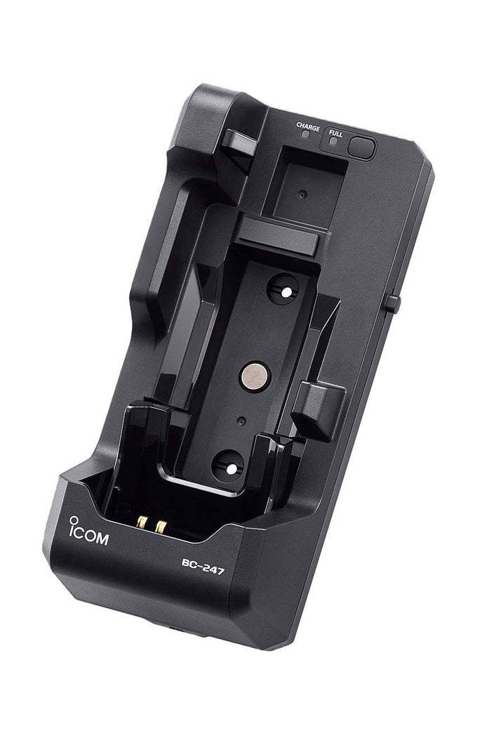 Icom SAT100 Charging Cradle for vehicles, vessels, and buildings.