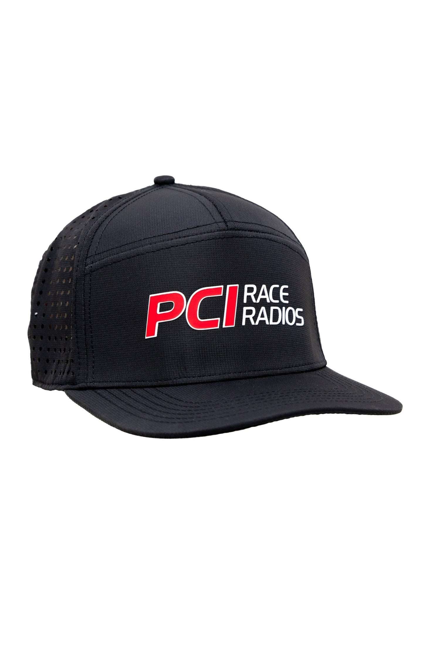 Lightweight PCI Tech Hat with laser-cut rear panels, square brim, and heat-pressed logo for everyday wear