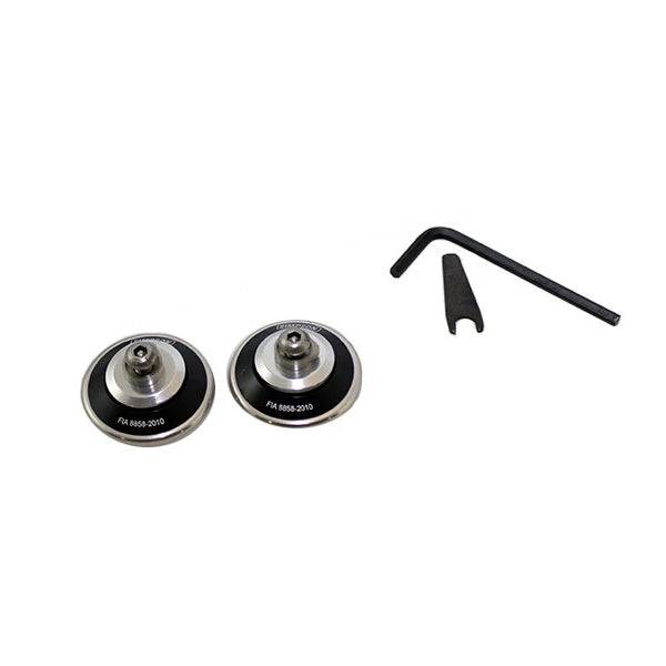 Post Anchor Head and Neck Restraint Hardware for racing helmets with directional spring tension and compatibility with Simpson and HANS models