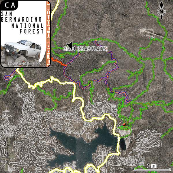 San Bernardino Lowrance Map showing trails, campsites, and forest features for GPS navigation