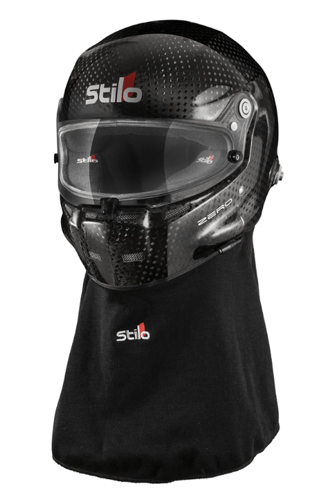 Stilo Helmet Skirt providing dust protection during racing.