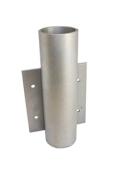 Vertical telescoping pole mount made of anodized aluminum with four mounting holes.
