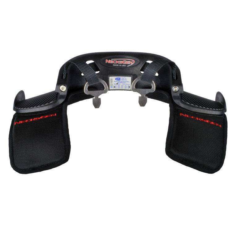 NecksGen REV2 Lite carbon fiber head and neck restraint with adjustable tether system and shoulder padding