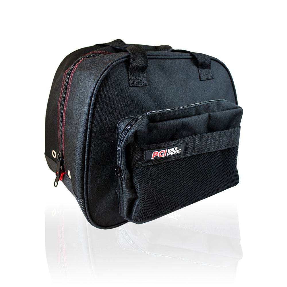 PCI Helmet Bag with breathable mesh exterior and red felt interior for helmet protection and storage