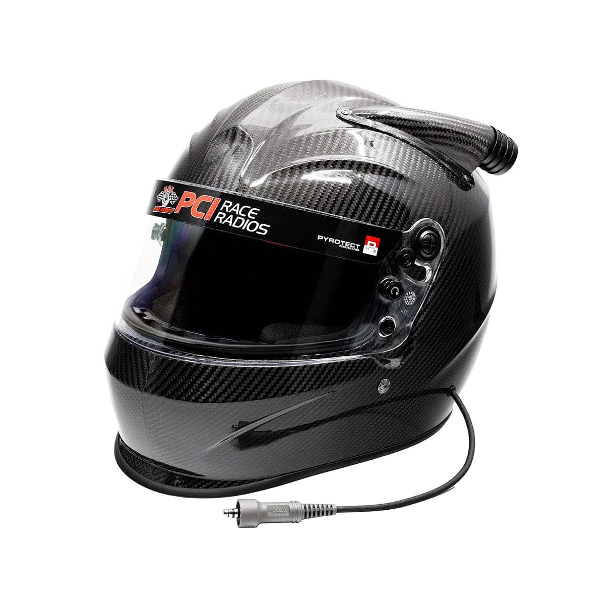 Pyrotect Sportmax DOT Carbon Fiber Midair Helmet with PCI communication wiring options and dust skirt