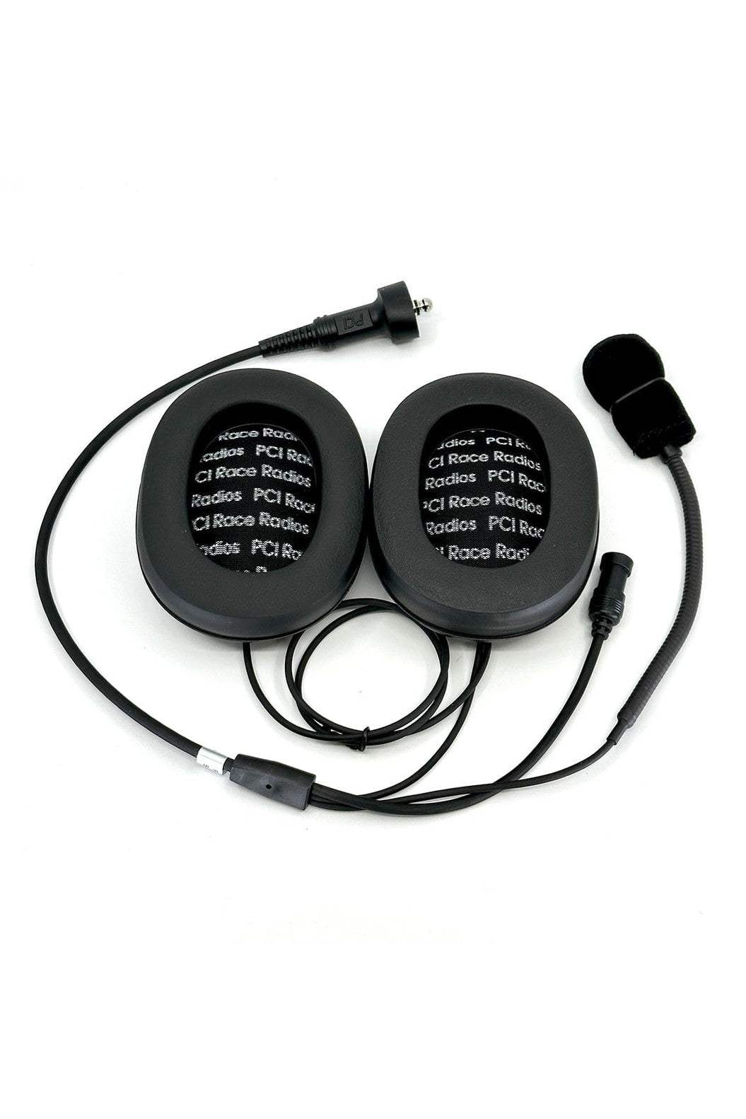 Elite Helmet Wiring Kit with race earjack earcups, 3.5mm ear jack, dynamic noise-cancelling mic, and waterproof plug.