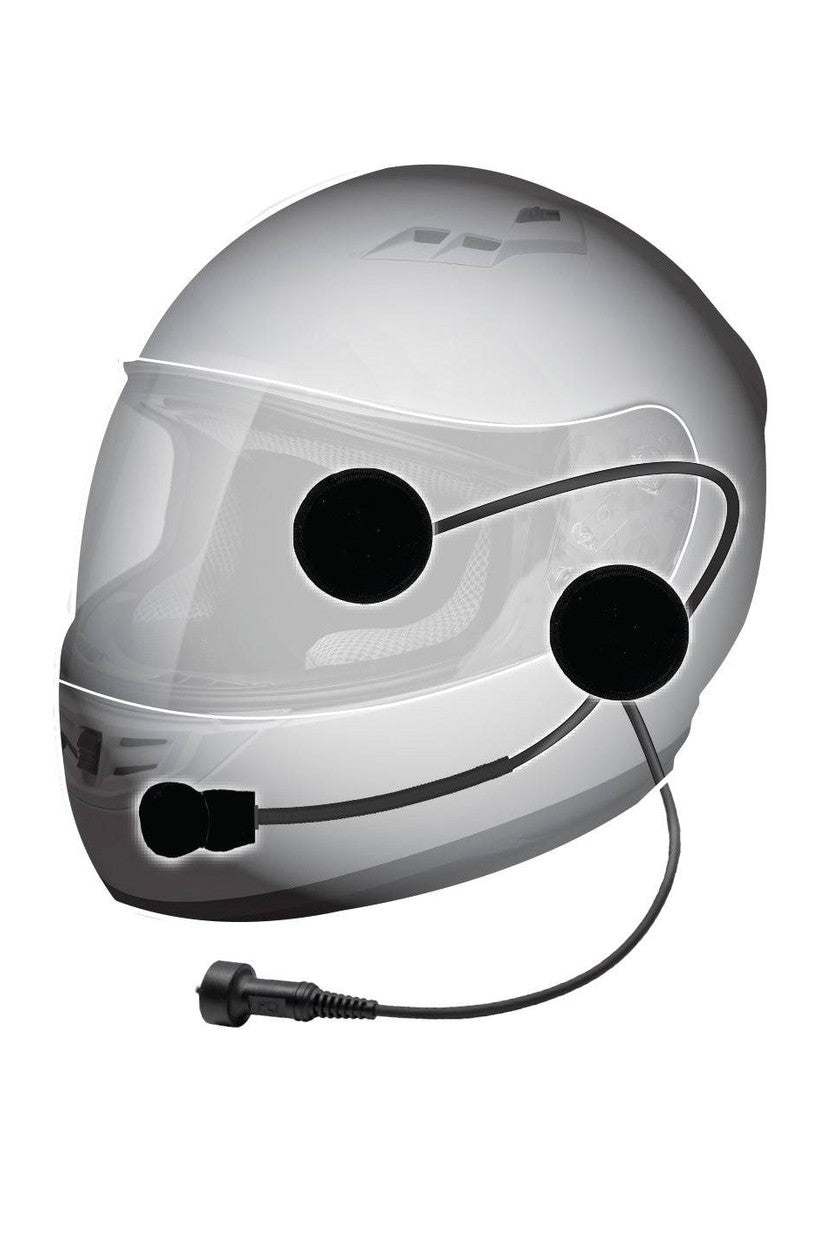 Elite Helmet Wiring Kit with G2 Speakers, shown with flexible boom and microphone for easy installation.